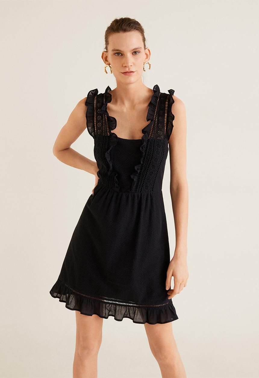MANGO - Short ruffled dress - black