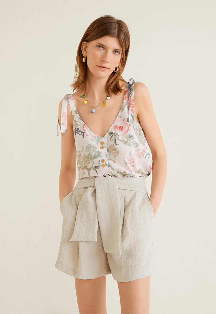 MANGO - Buttoned top with bow detail - multi