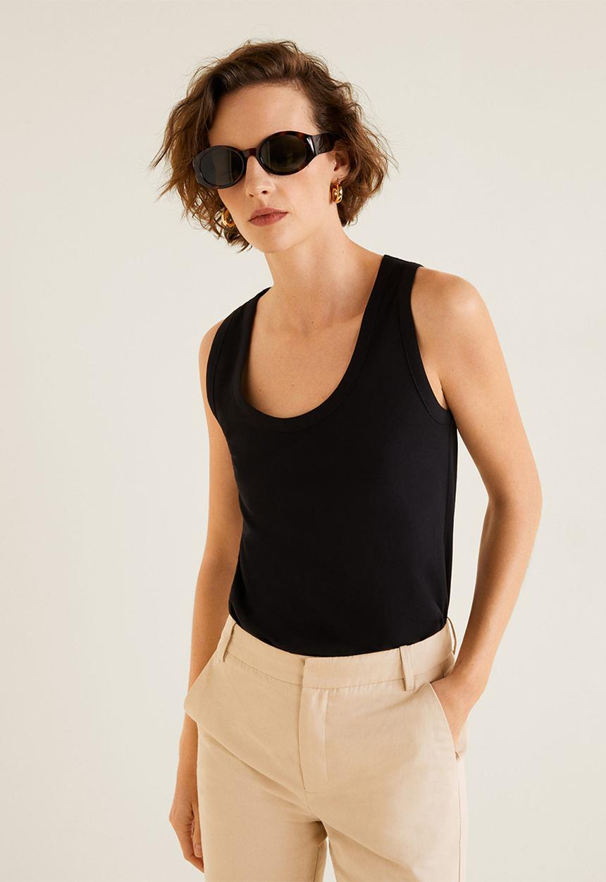 MANGO - Organic cotton basic top - black