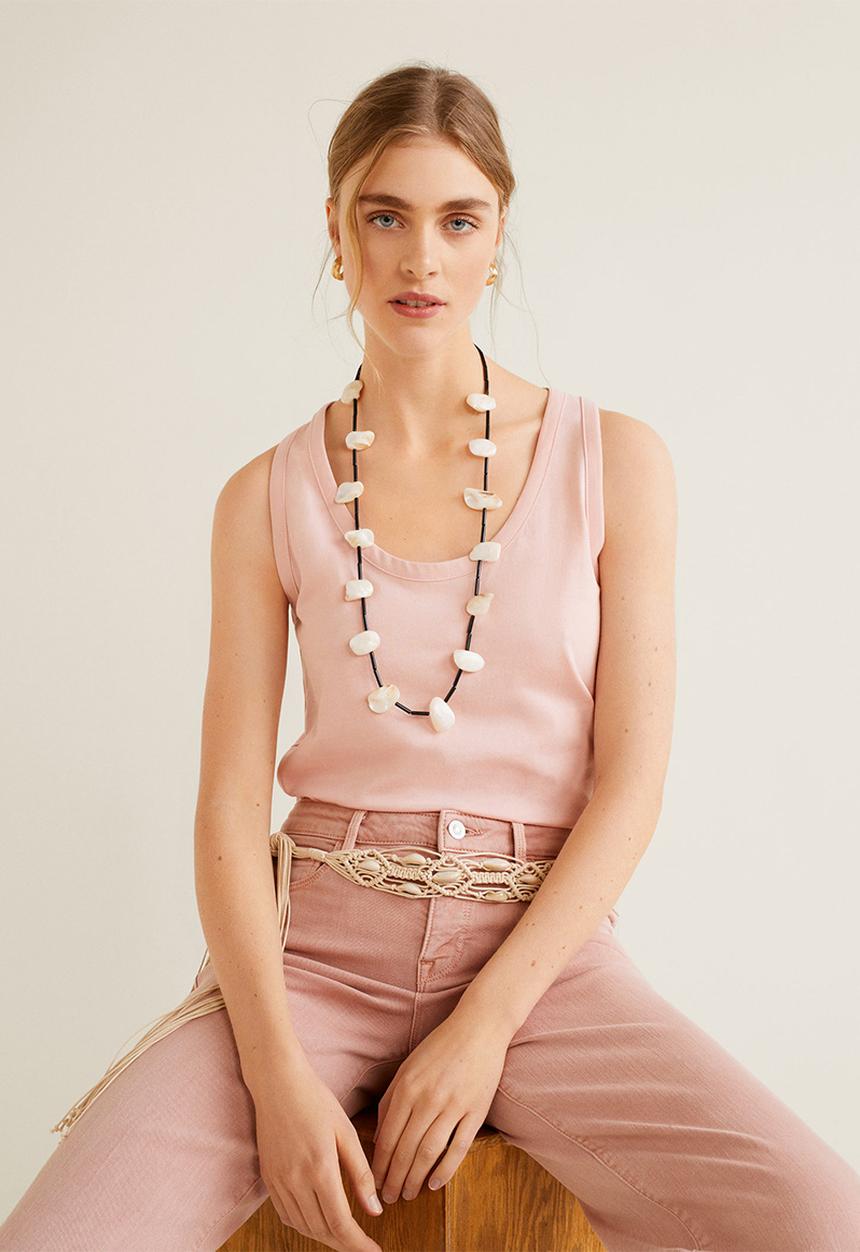 MANGO - Organic cotton basic top - pink