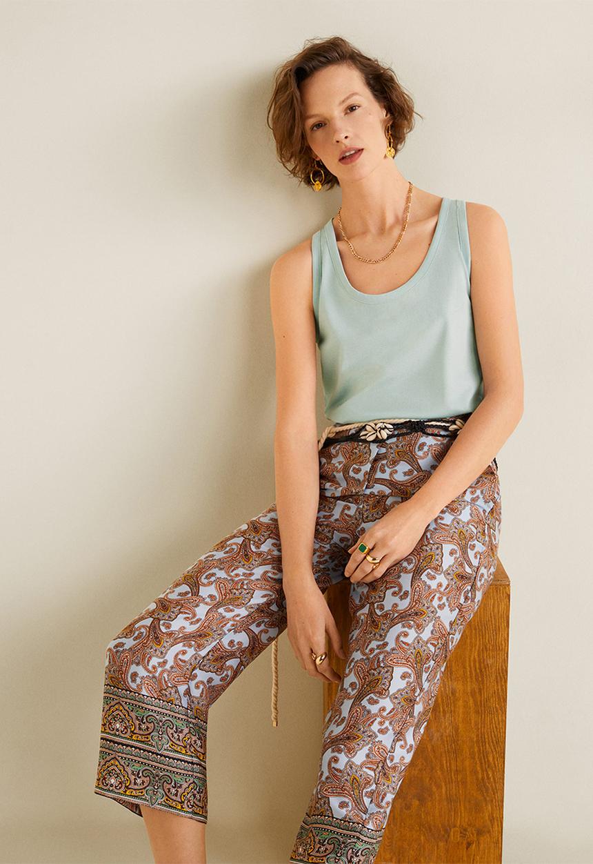MANGO - Organic cotton basic top - green