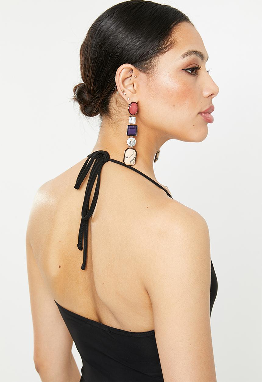 Missguided - Slinky cowl halter maxi dress with split - black