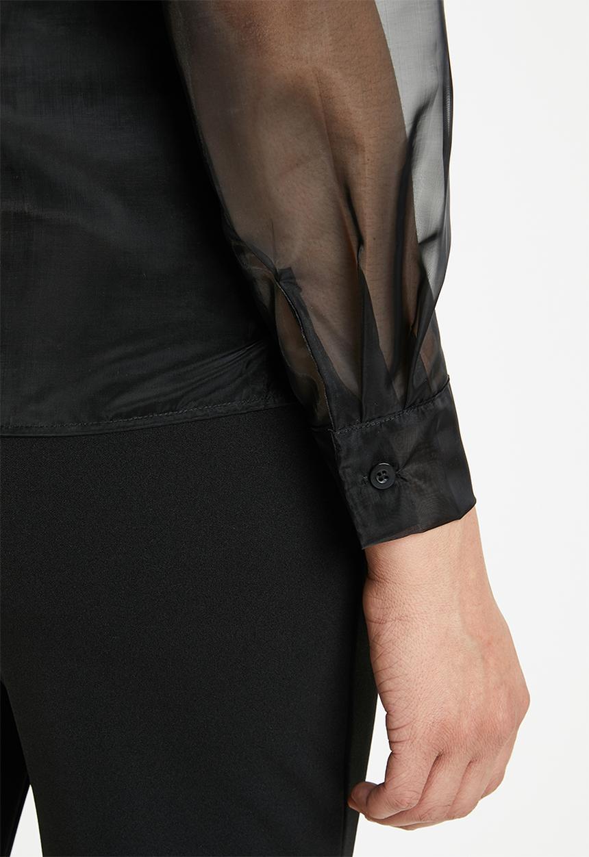 Missguided - Puff sleeve organza shirt - black