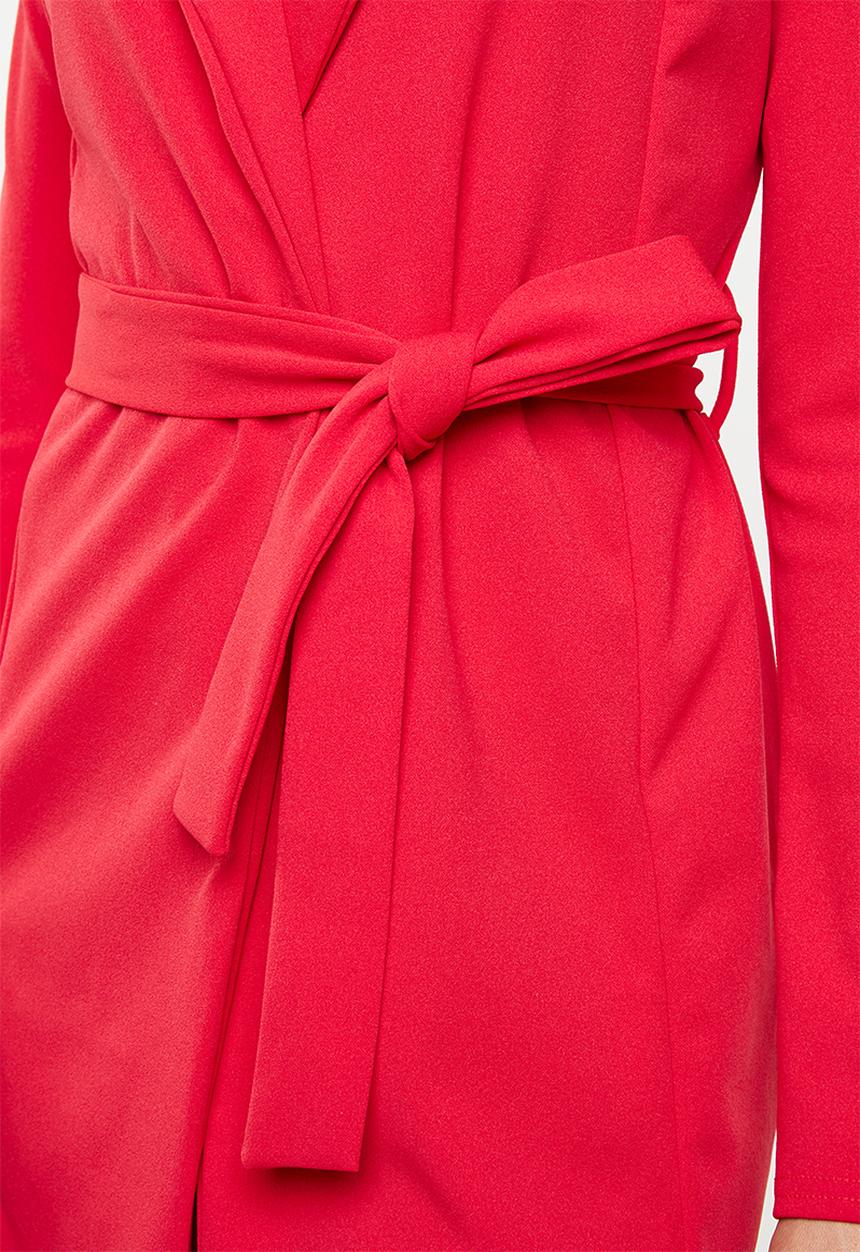 Missguided - Long sleeve belted blazer dress - red