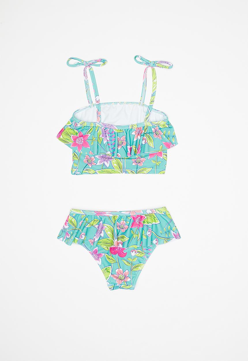 Pop Candy - 2 Piece floral print swimsuit - turquoise