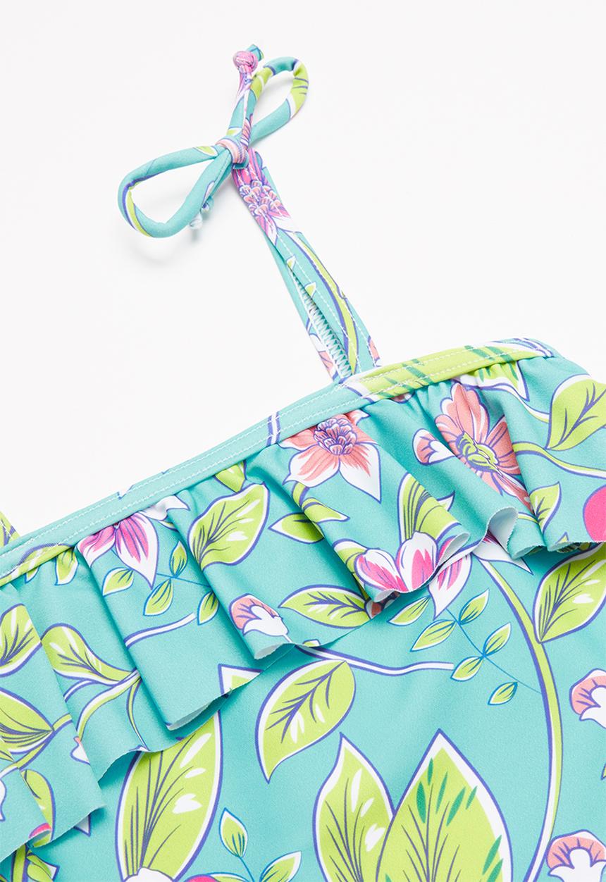 Pop Candy - 2 Piece floral print swimsuit - turquoise