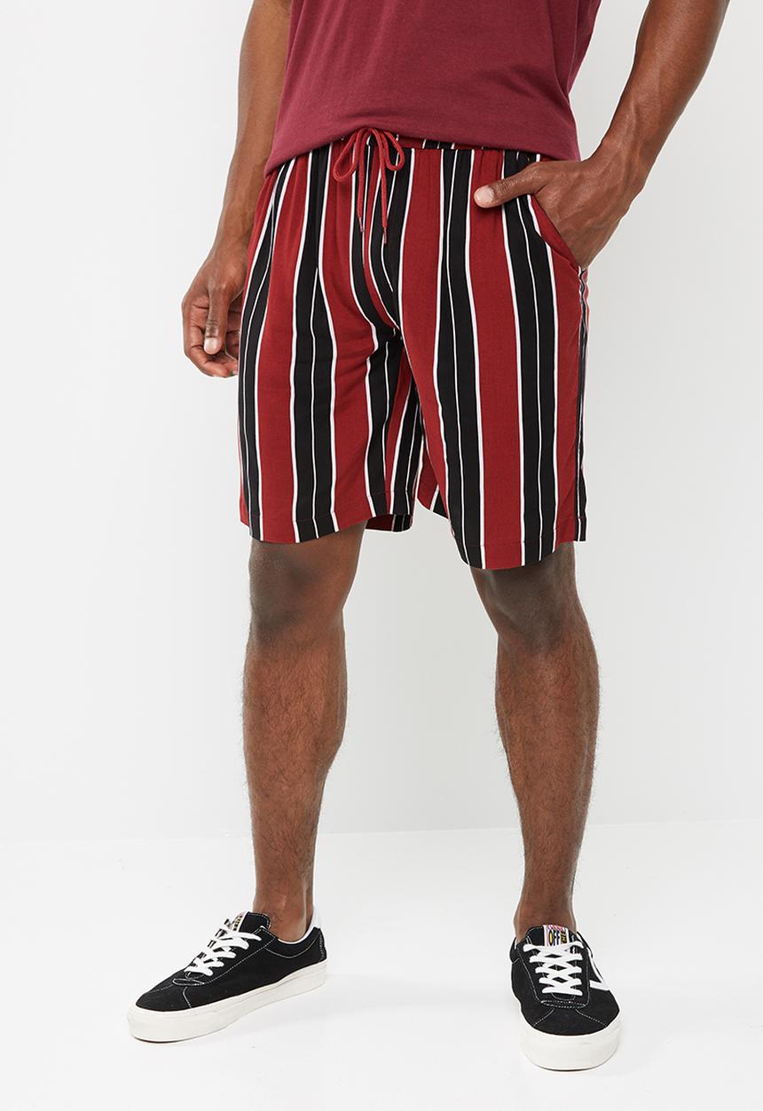 Brave Soul - Rock shorts - burgundy & black