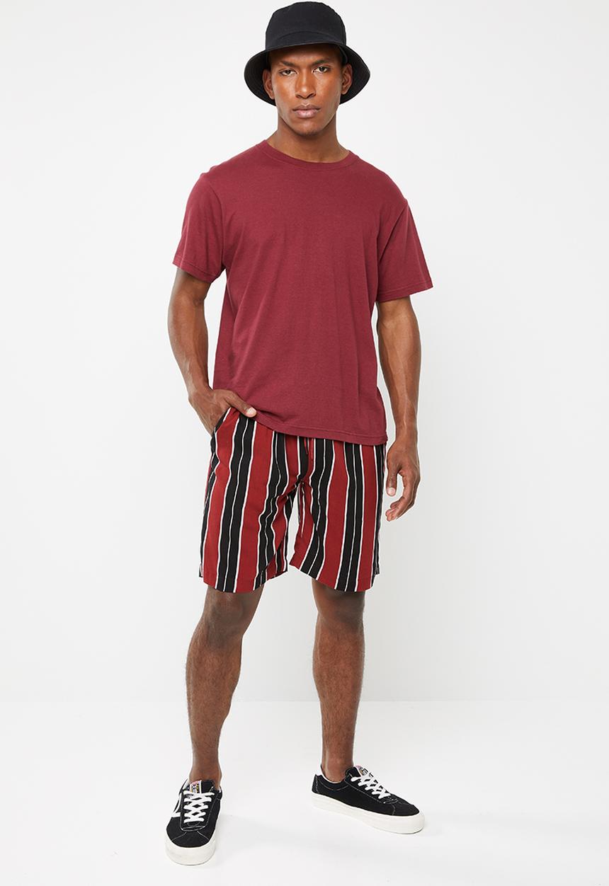 Brave Soul - Rock shorts - burgundy & black