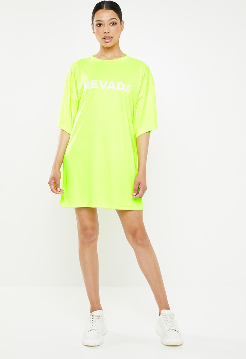 Missguided - Oversized short sleeve fluorescent nevada T-shirt dress - green