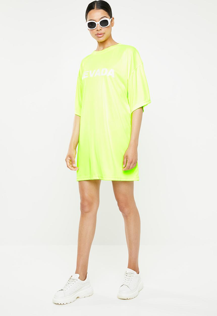 Missguided - Oversized short sleeve fluorescent nevada T-shirt dress - green