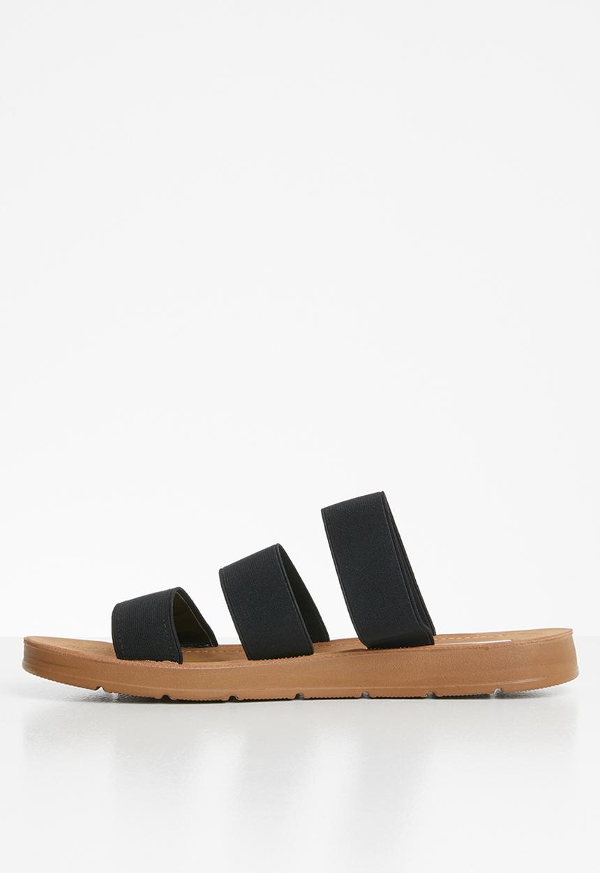 Madison® - Holly elastic triple strap sandal - black