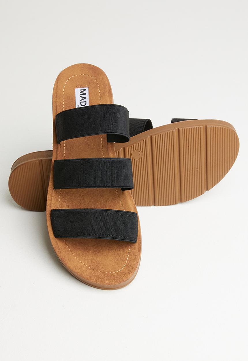 Madison® - Holly elastic triple strap sandal - black