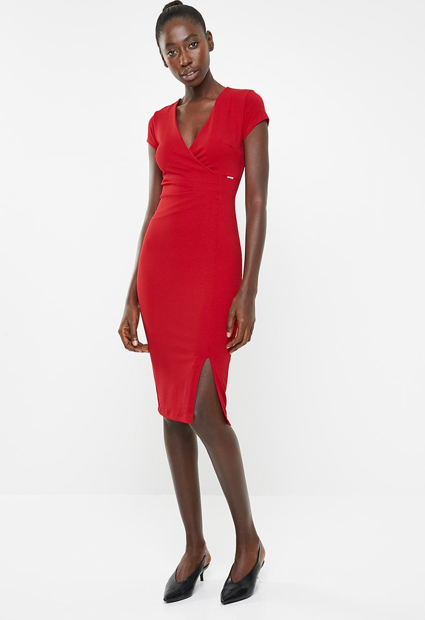 SISSY BOY - Girl boss ruched midi dress - red