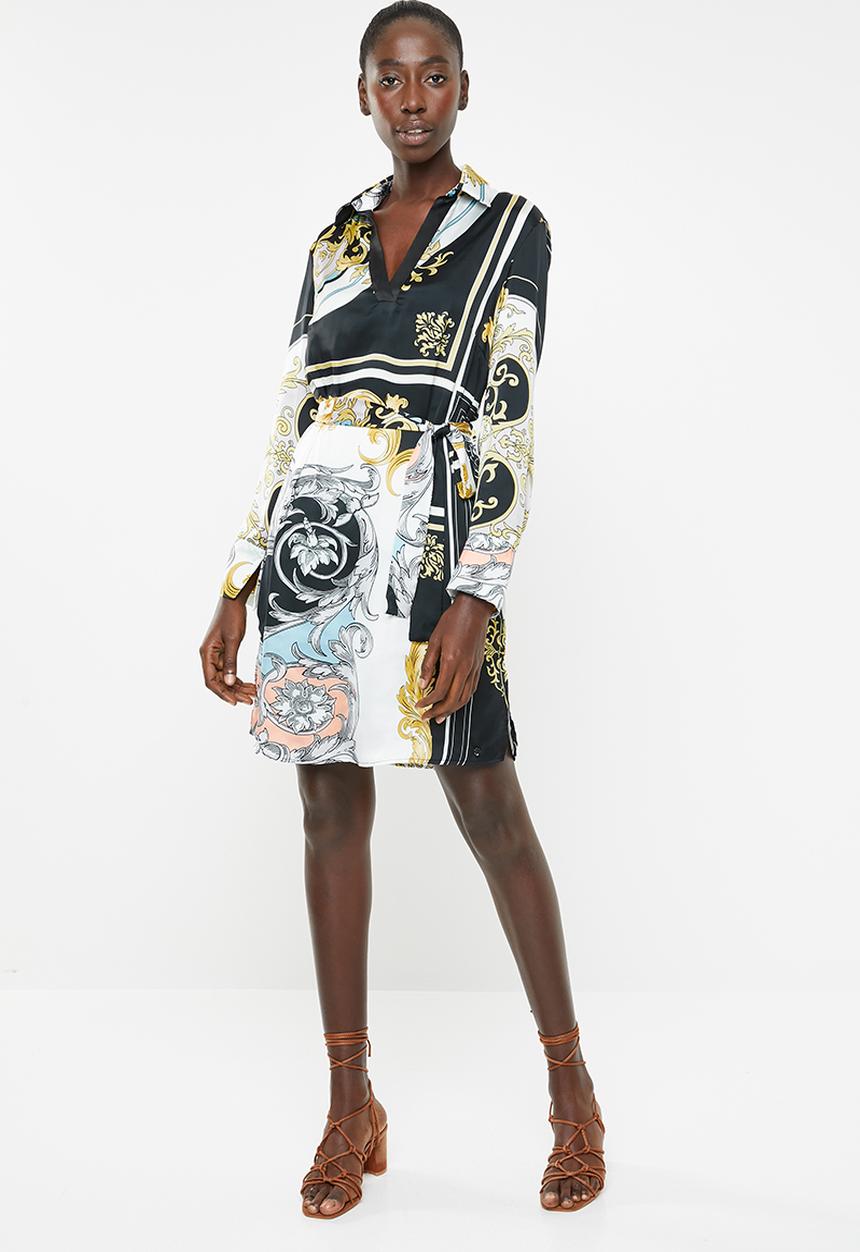 SISSY BOY - Girl boss printed shirt dress with placket - multi