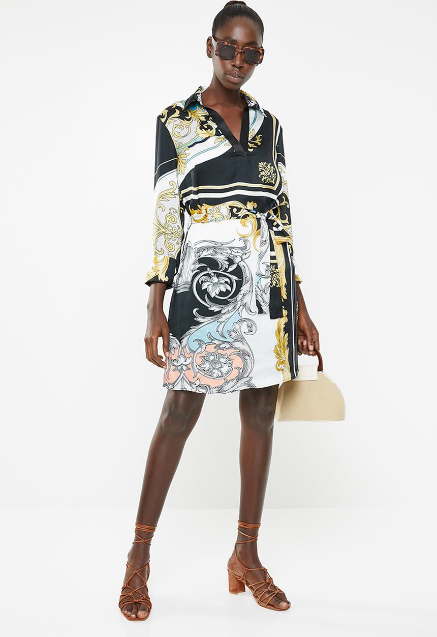 SISSY BOY - Girl boss printed shirt dress with placket - multi