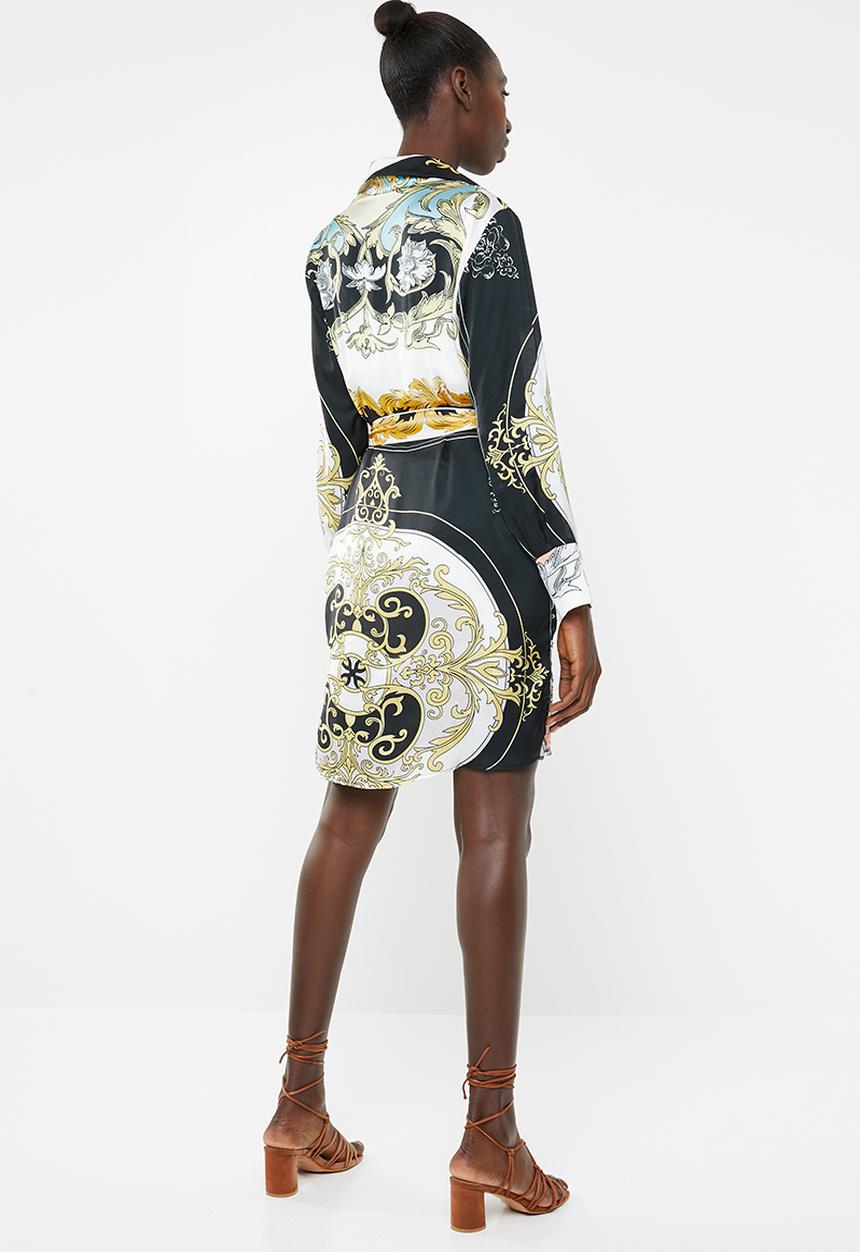 SISSY BOY - Girl boss printed shirt dress with placket - multi