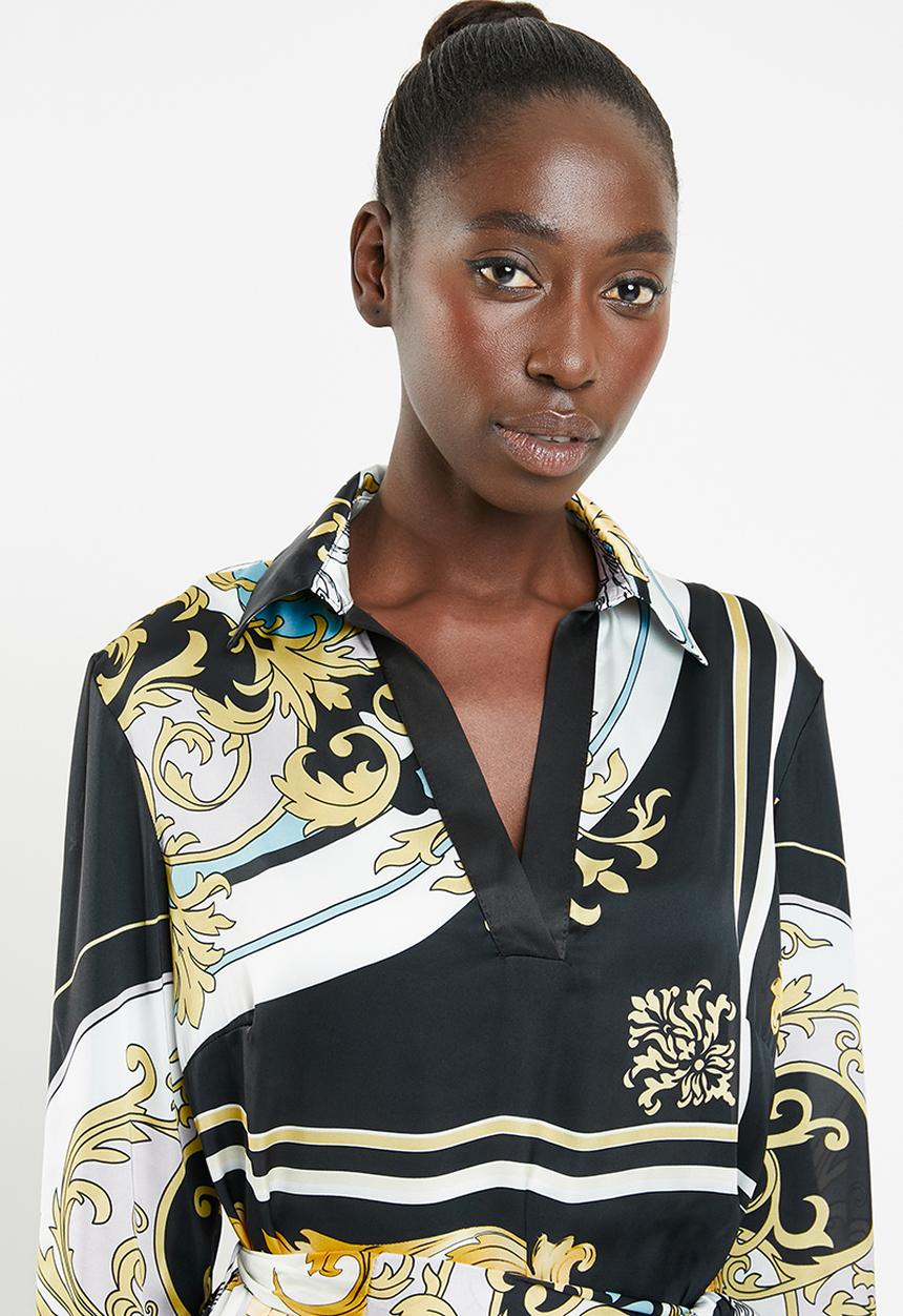 SISSY BOY - Girl boss printed shirt dress with placket - multi