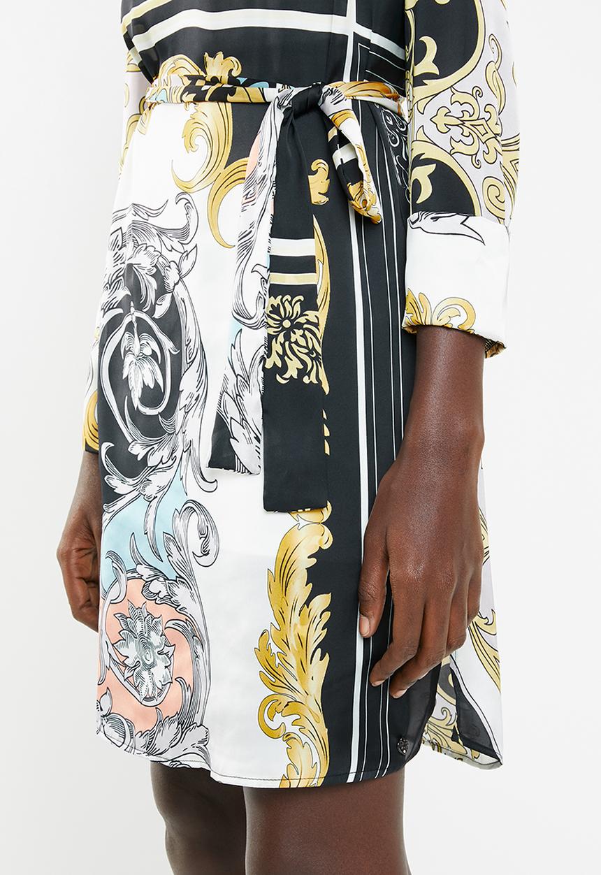 SISSY BOY - Girl boss printed shirt dress with placket - multi