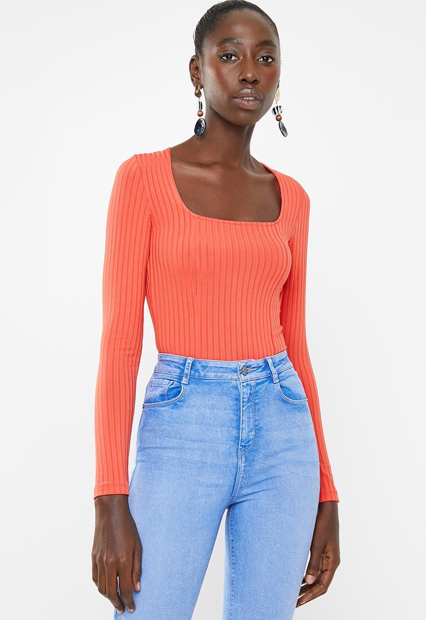 SISSY BOY - You'll do ribbed bodysuit - coral