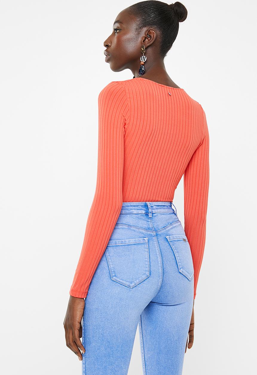 SISSY BOY - You'll do ribbed bodysuit - coral