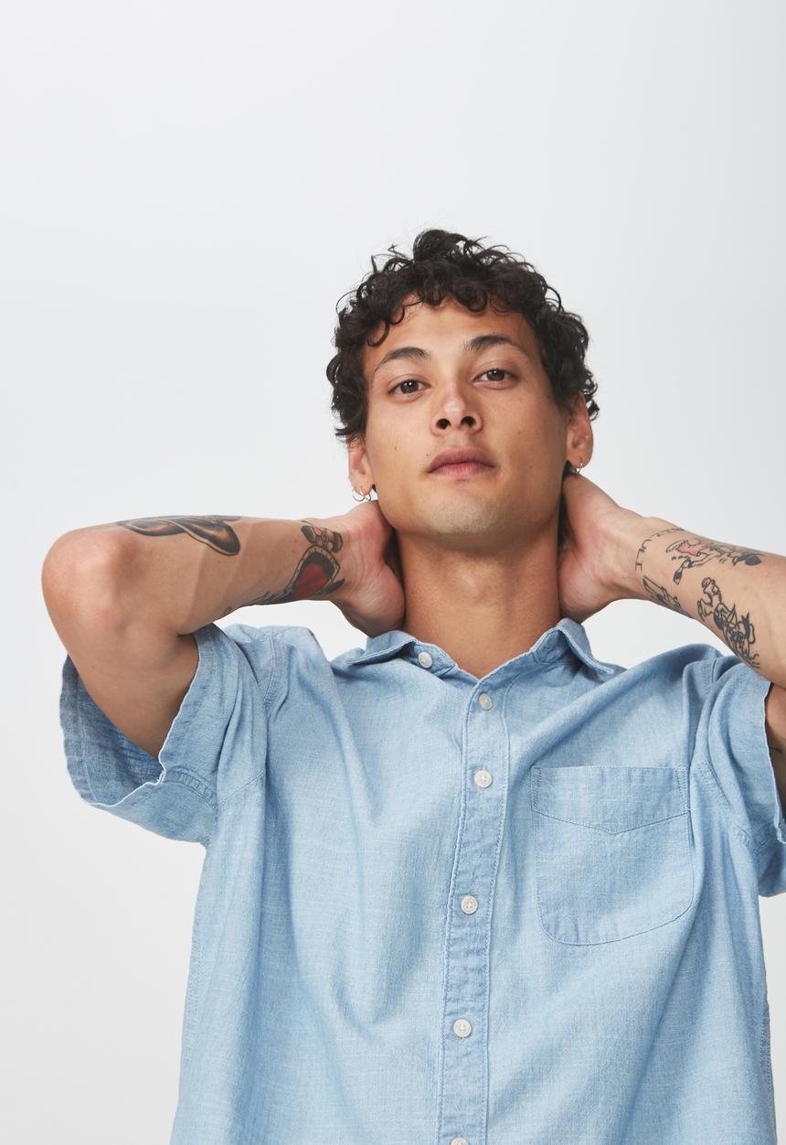 Cotton On - Vintage prep short sleeve shirt - blue