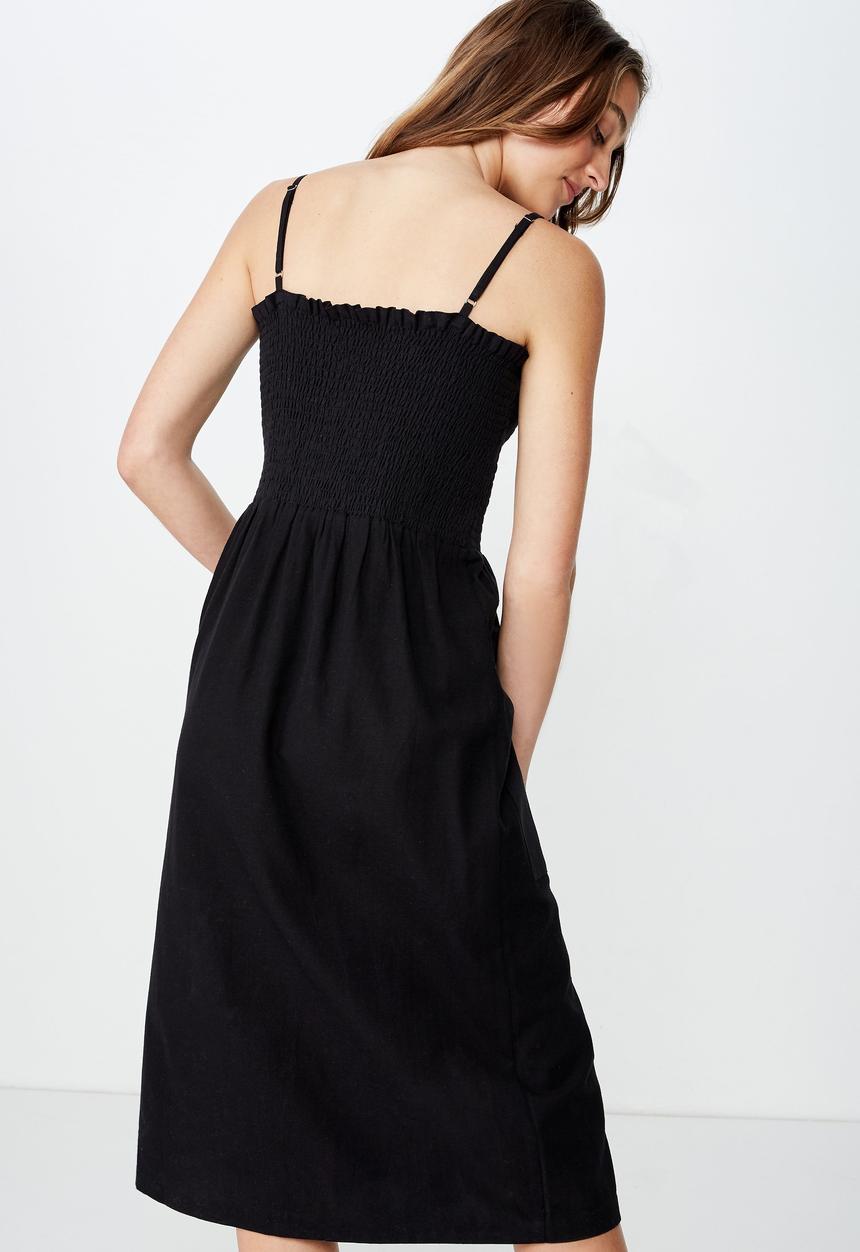 Cotton On - Woven Eliza shirred midi dress - black