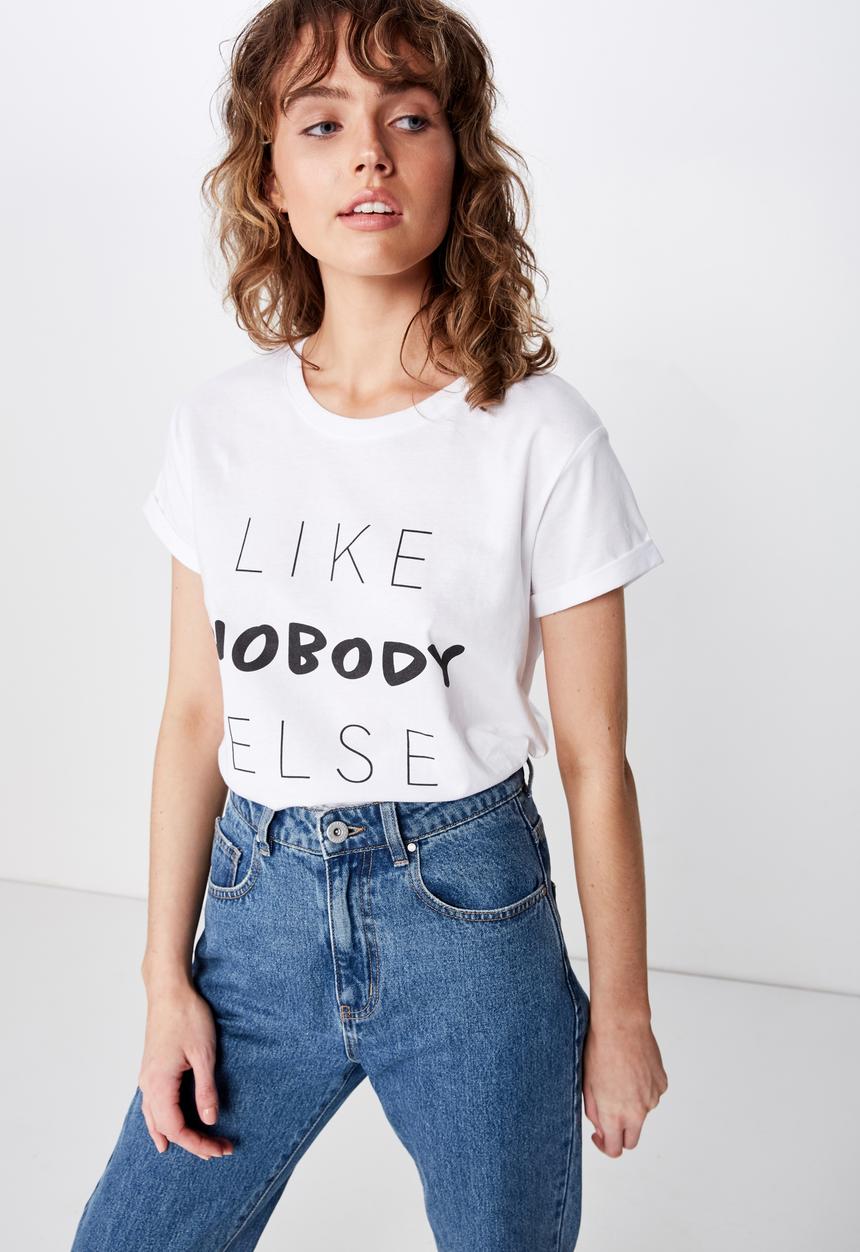 Cotton On - Classic slogan T-shirt like nobody else - white