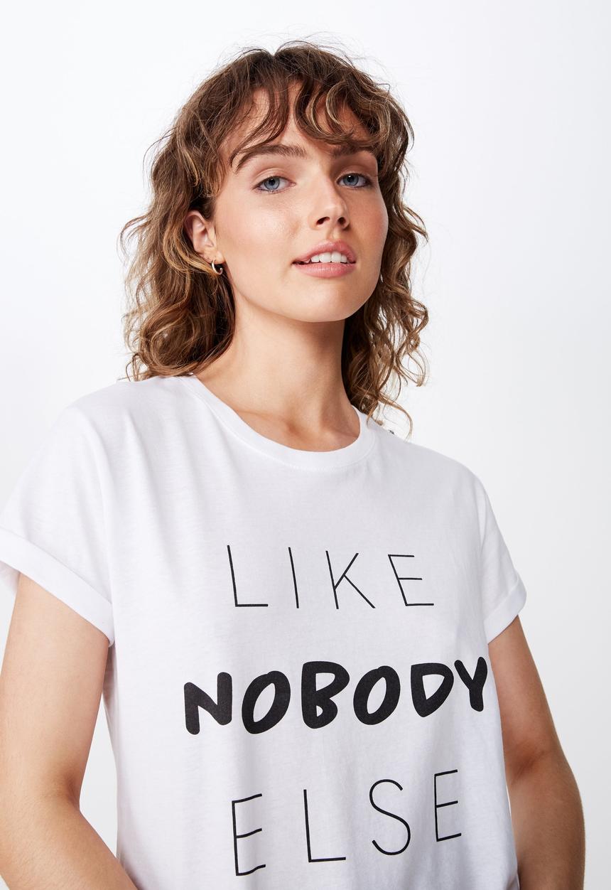 Cotton On - Classic slogan T-shirt like nobody else - white