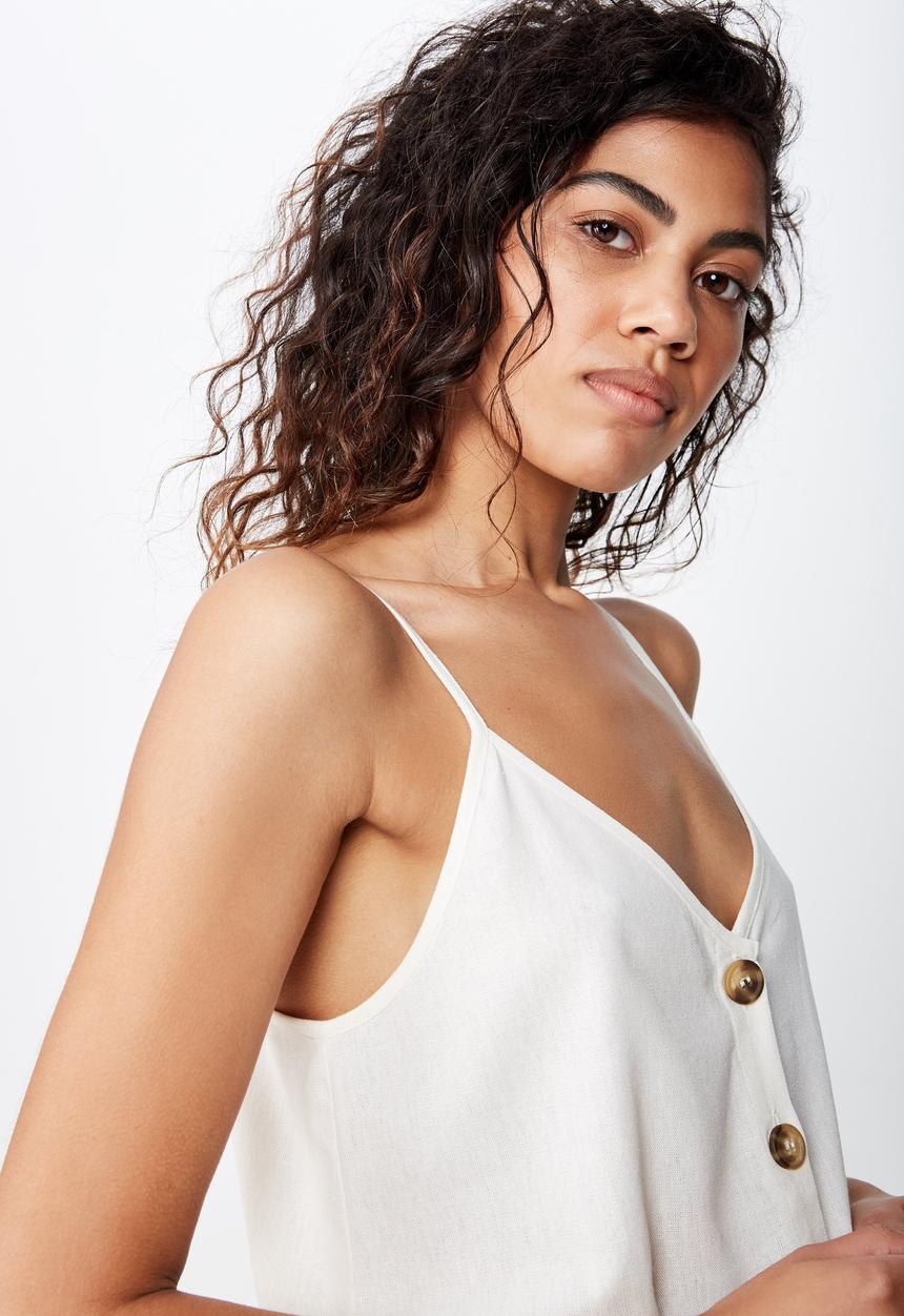 Cotton On - Allie button front cami - white