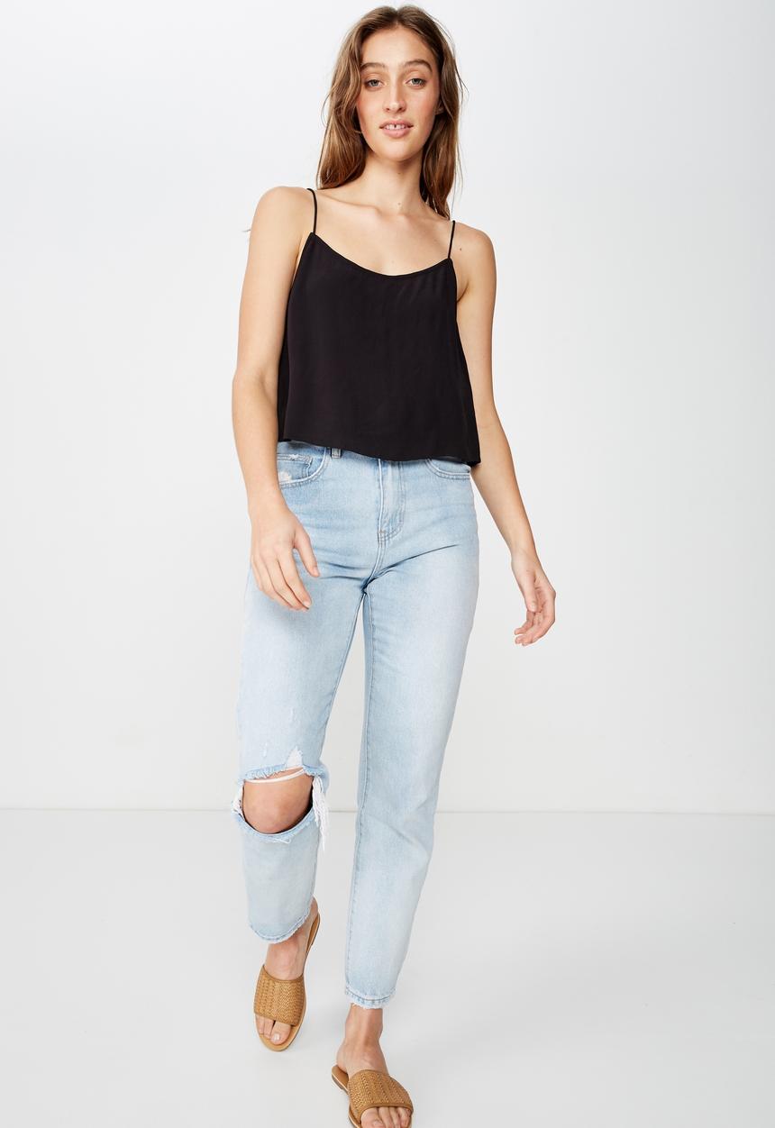 Cotton On - Astrid cropped scoop neck - black