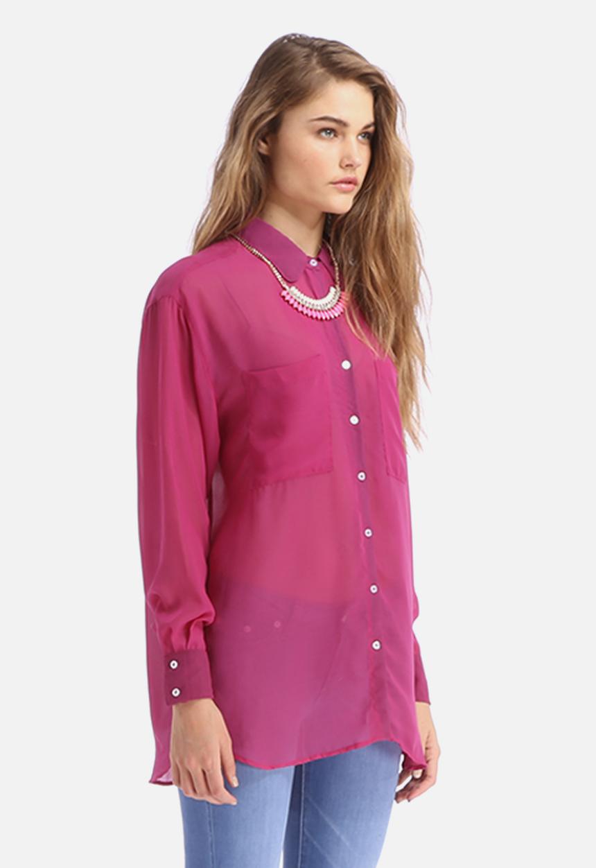 American Apparel - Chiffon Oversized Button-Up