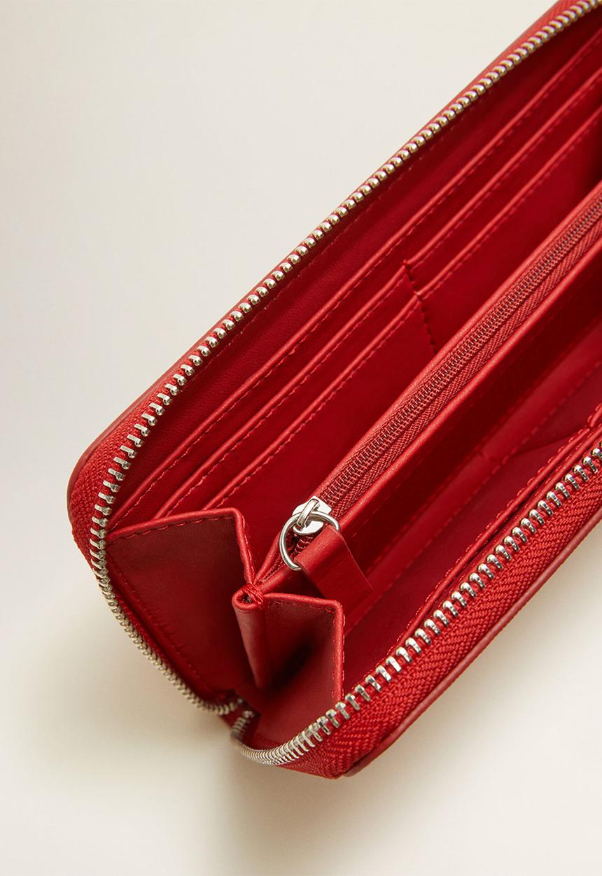 MANGO - Zip saffiano-effect wallet - red