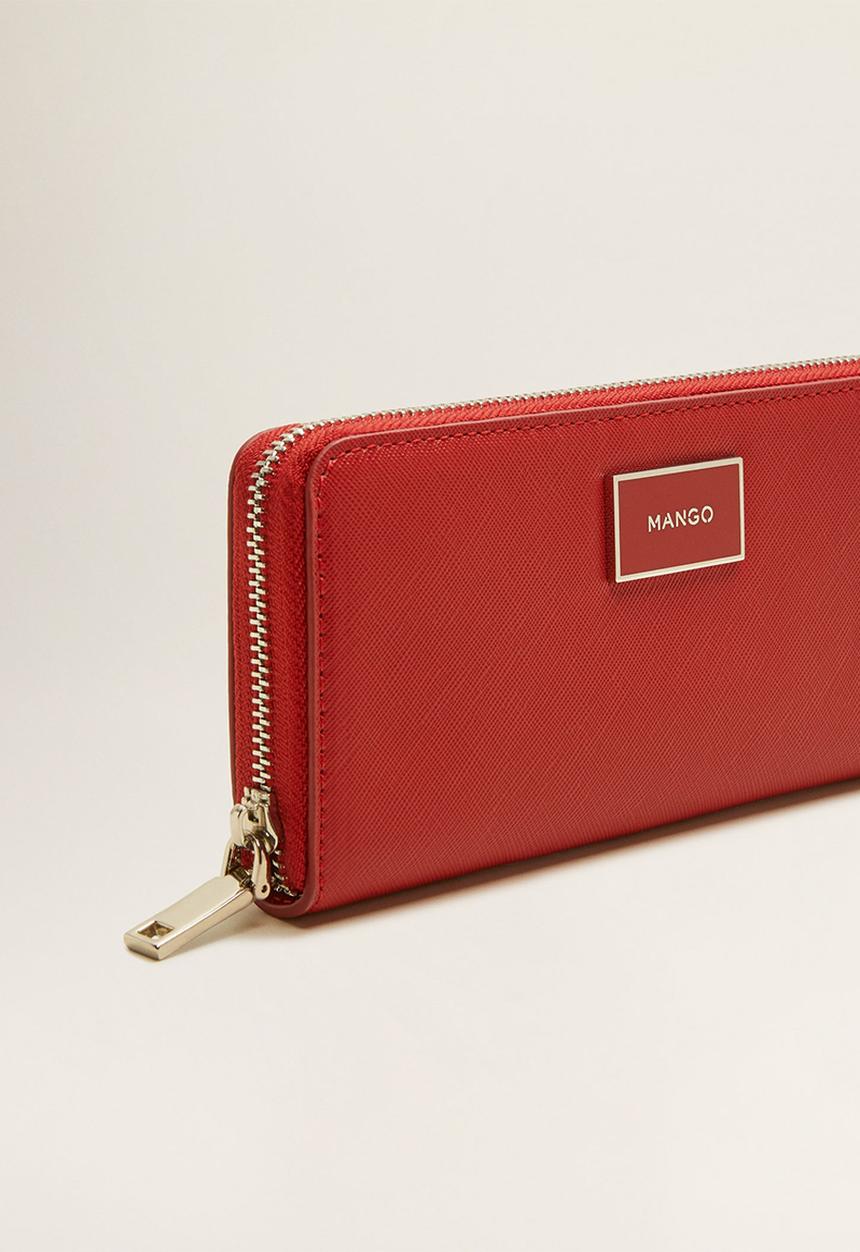 MANGO - Zip saffiano-effect wallet - red