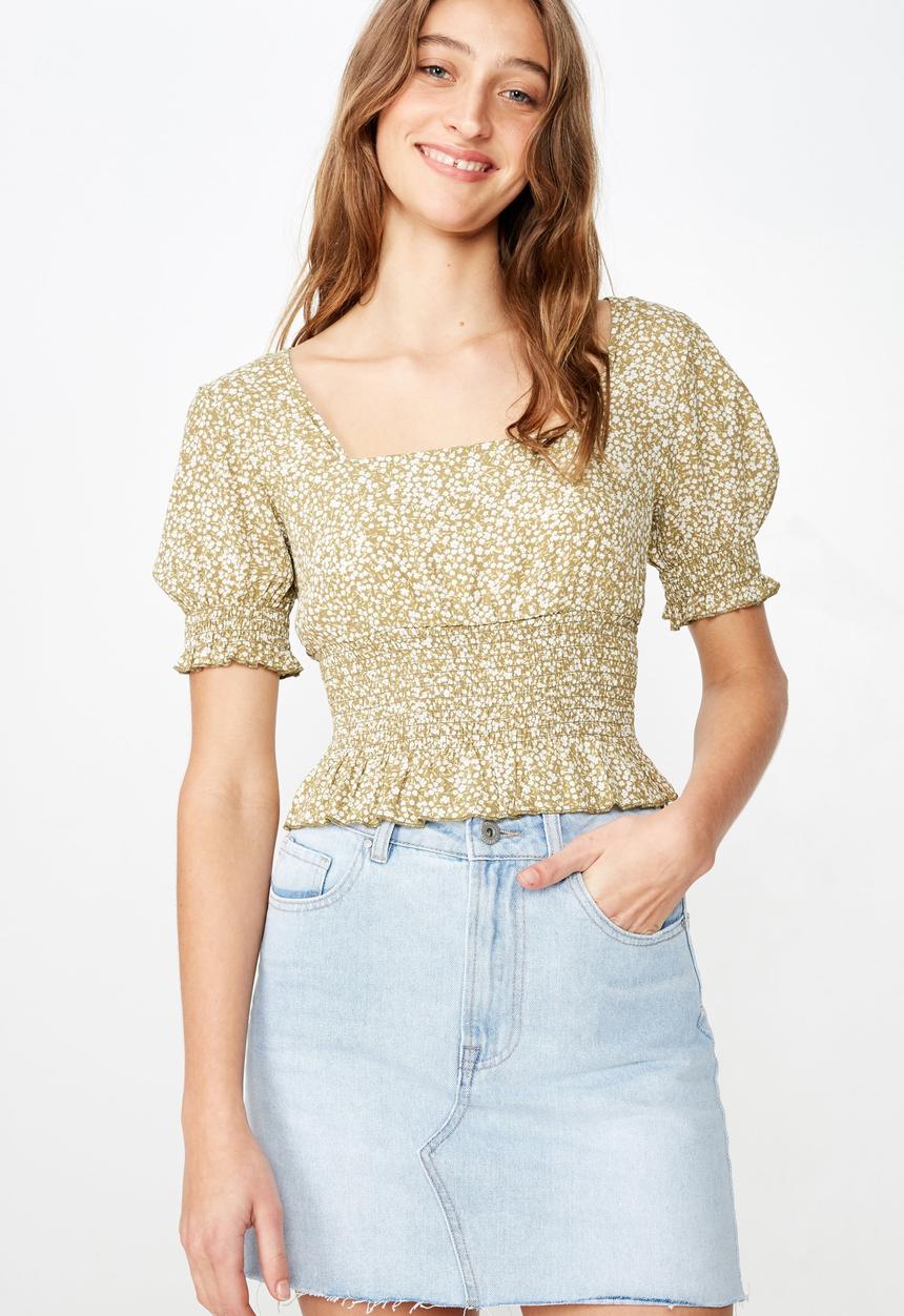 Cotton On - Jodie prairie shirre - green 