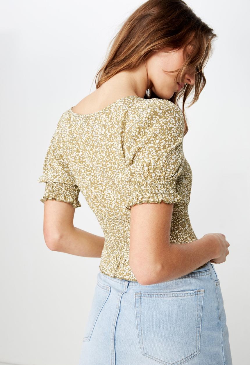 Cotton On - Jodie prairie shirre - green 