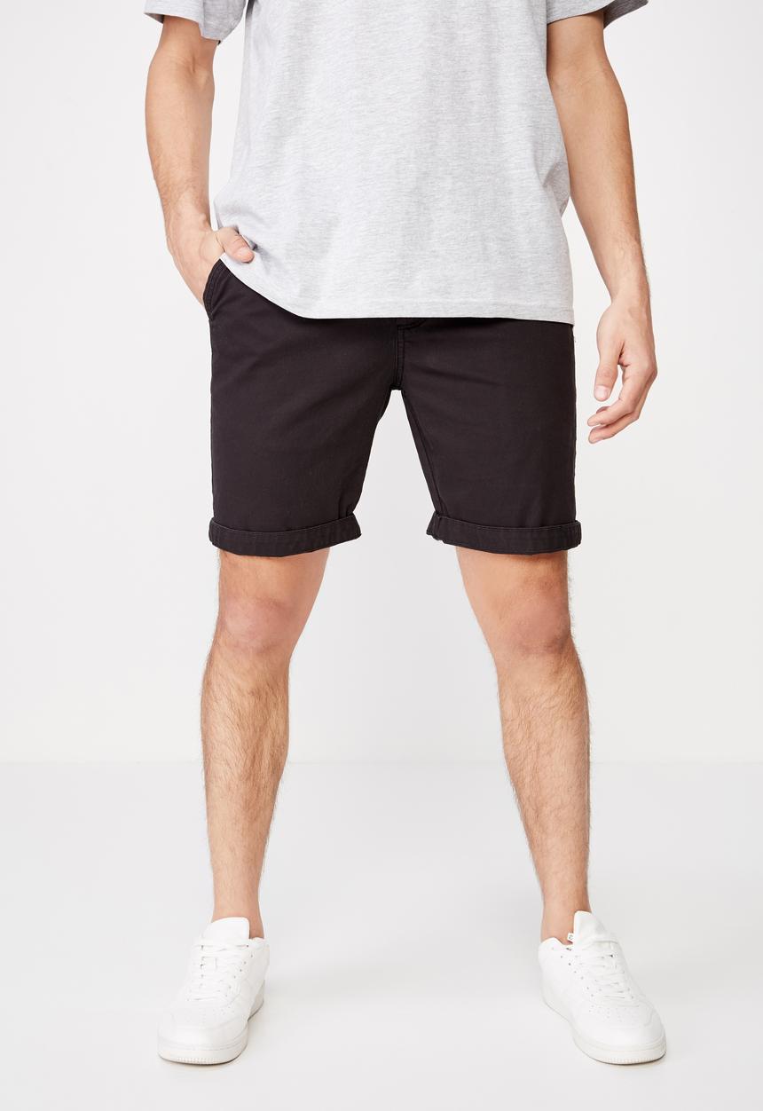 Cotton On - Washed chino short - black