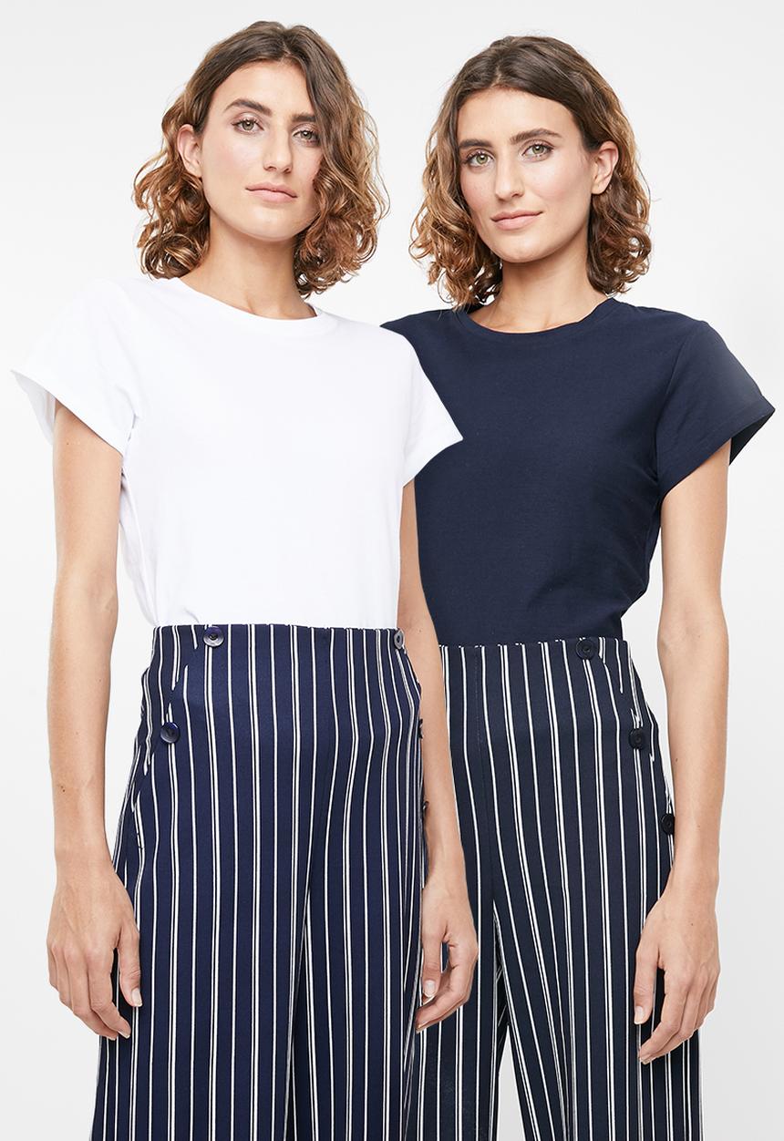 edit - 2 pack round neck tees - white & navy