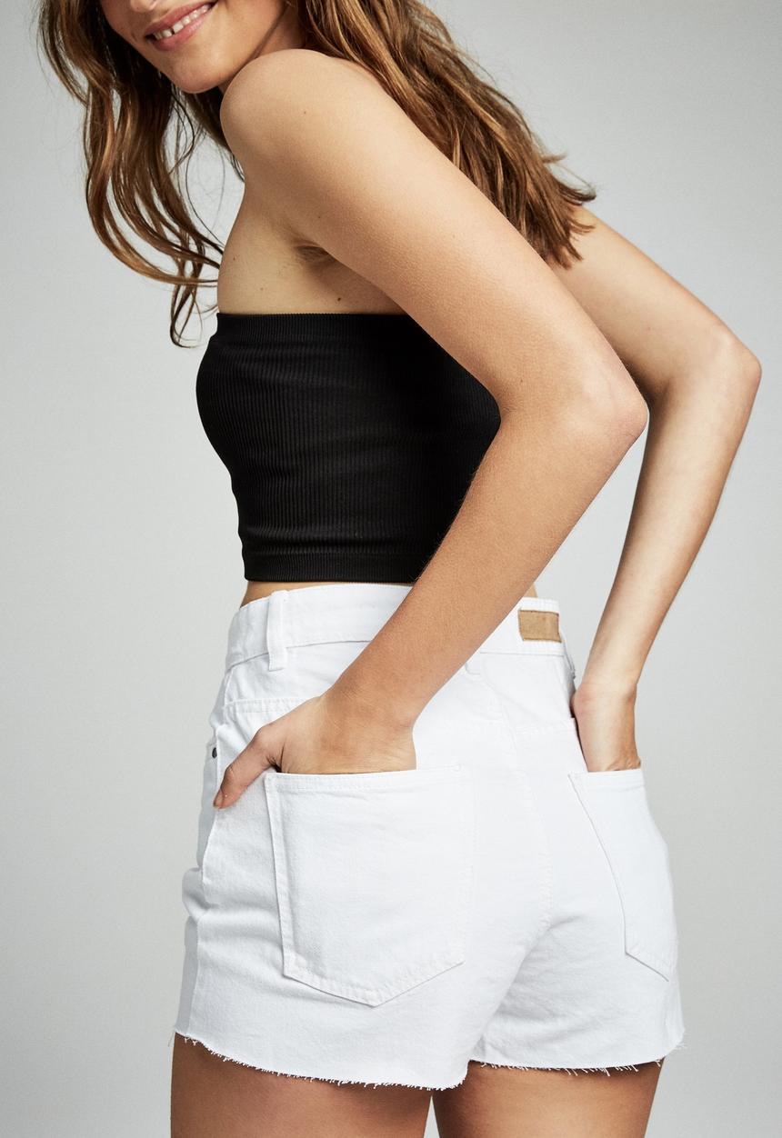 Cotton On - High rise goldie denim short - white