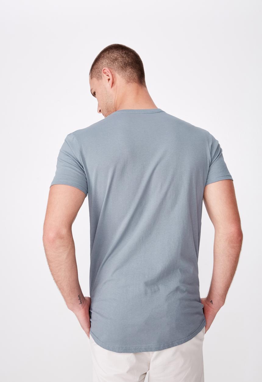 Cotton On - Essential longline curved hem tee - blue