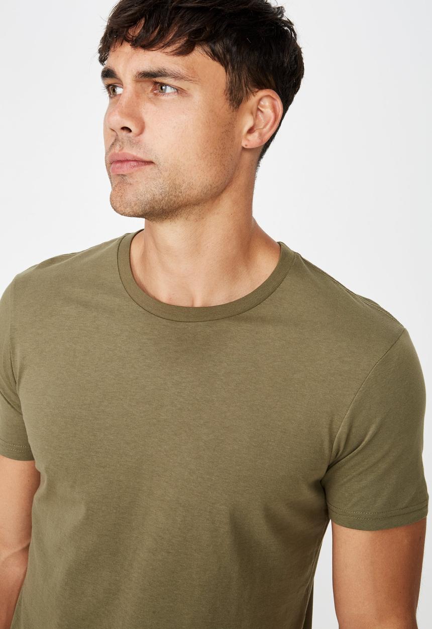 Cotton On - Essential longline curved hem tee - khaki green