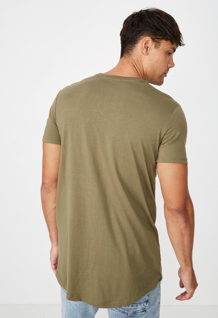 Cotton On - Essential longline curved hem tee - khaki green