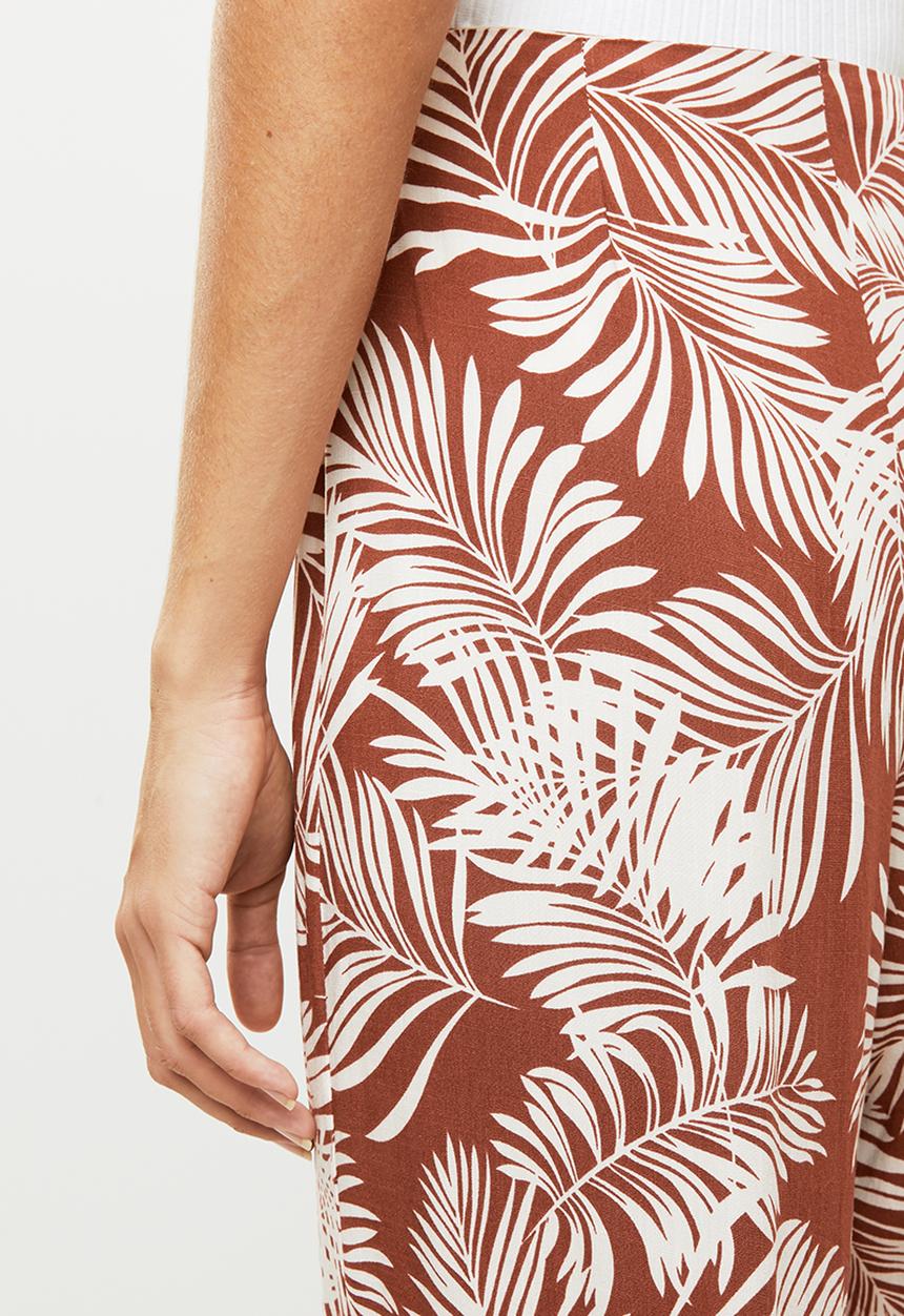 Me&B - Palm print soft pants - rust & cream