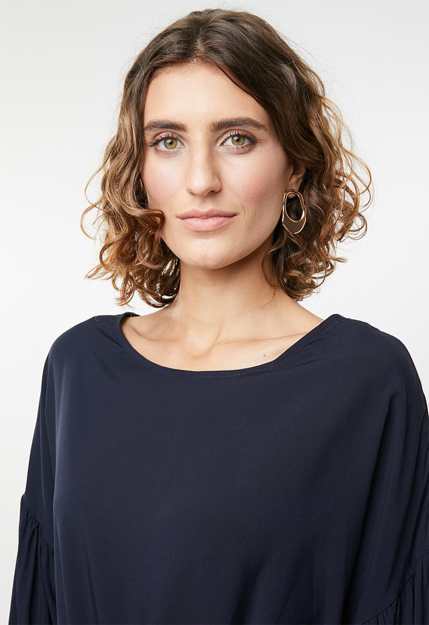 edit - Lantern sleeve blouse - navy