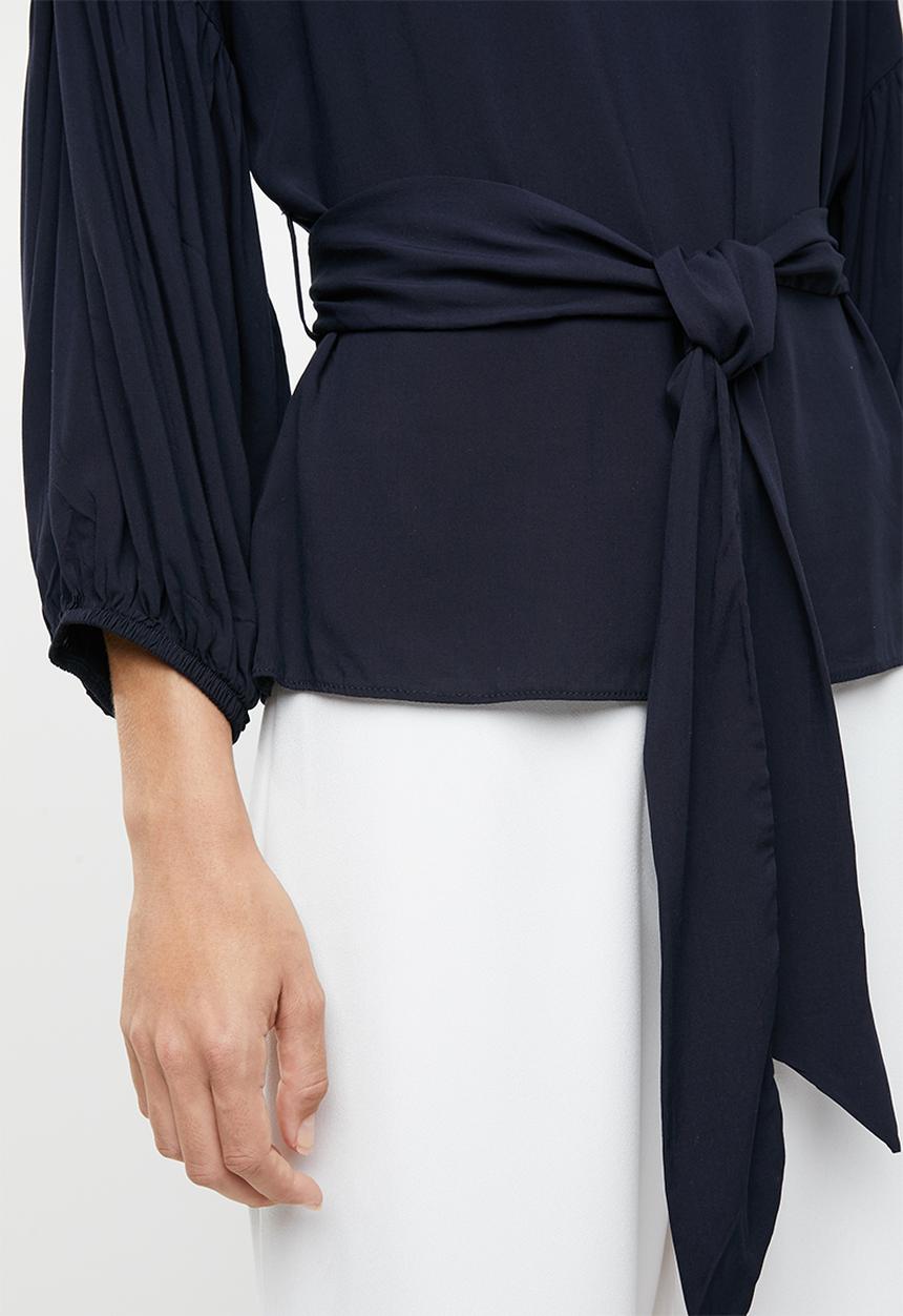 edit - Lantern sleeve blouse - navy