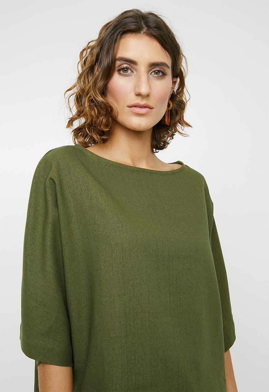 edit - Boxy linen top - green