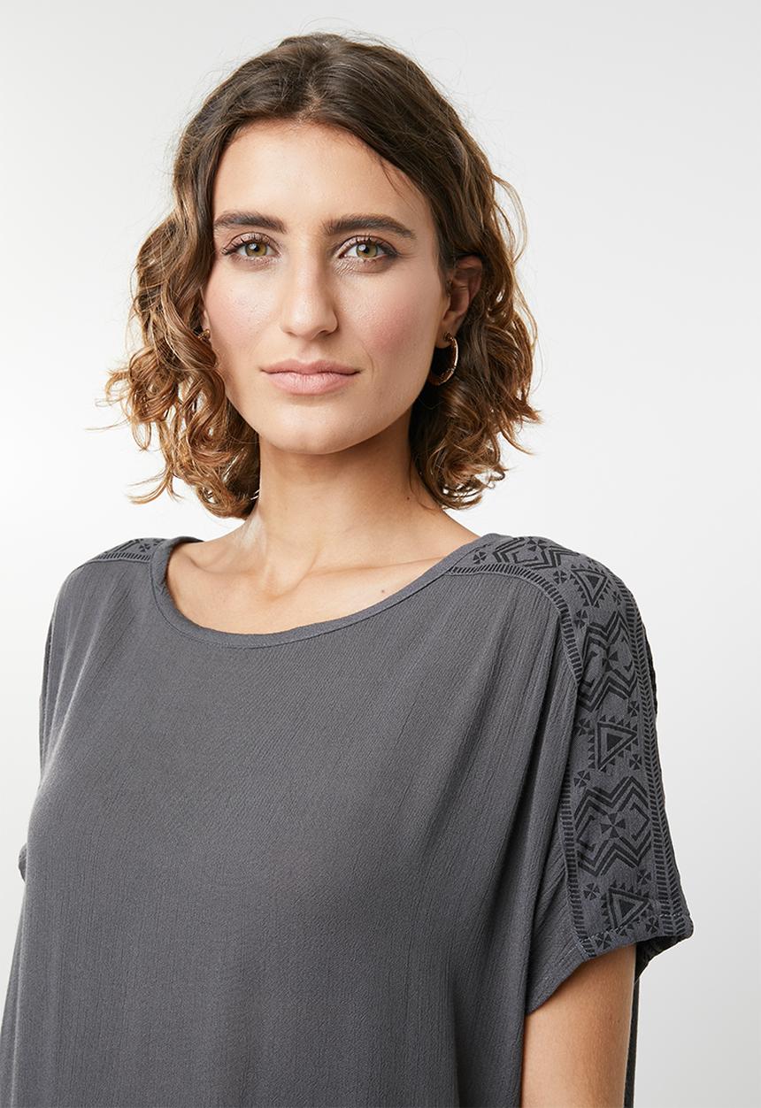 edit - Aztec print blouse - grey