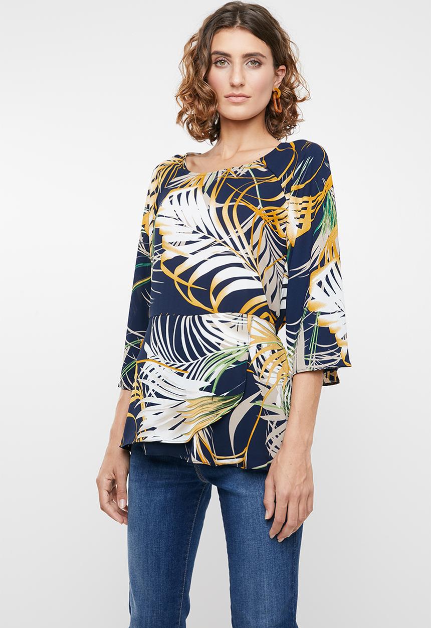 edit - Tie front kimono blouse - multi