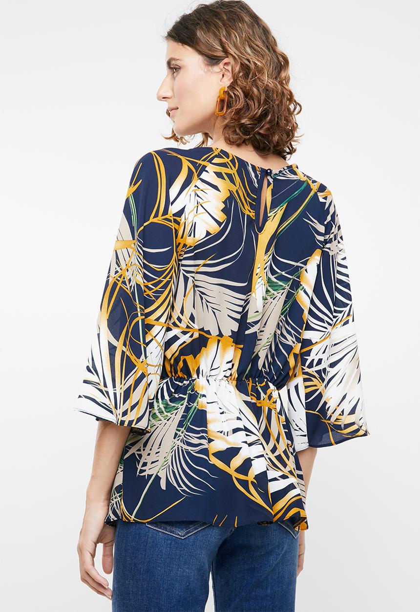 edit - Tie front kimono blouse - multi