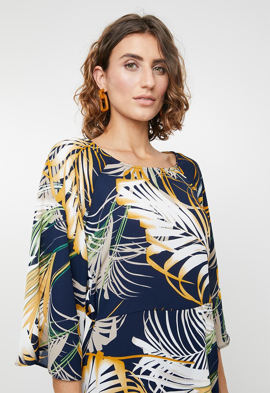 edit - Tie front kimono blouse - multi