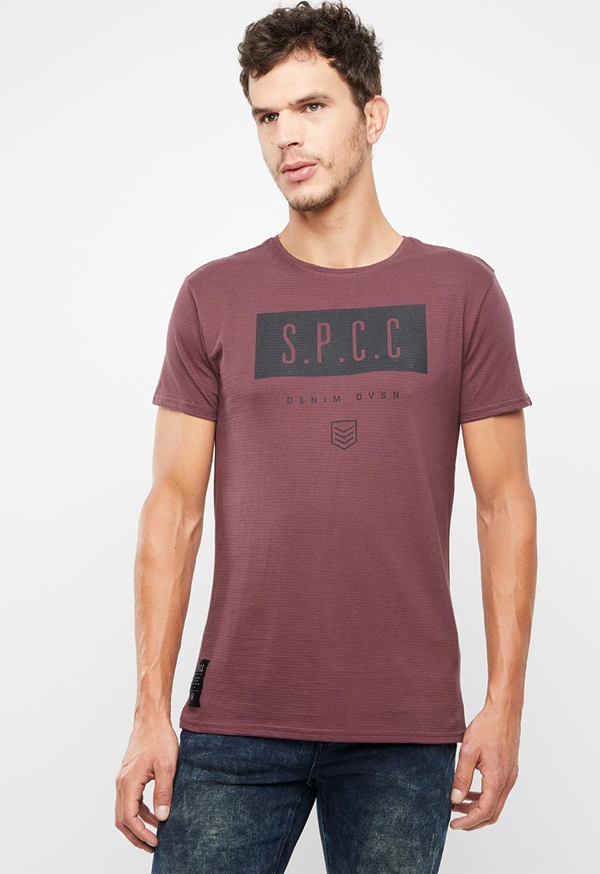 S.P.C.C - Shadow stripe logo tee - burgundy